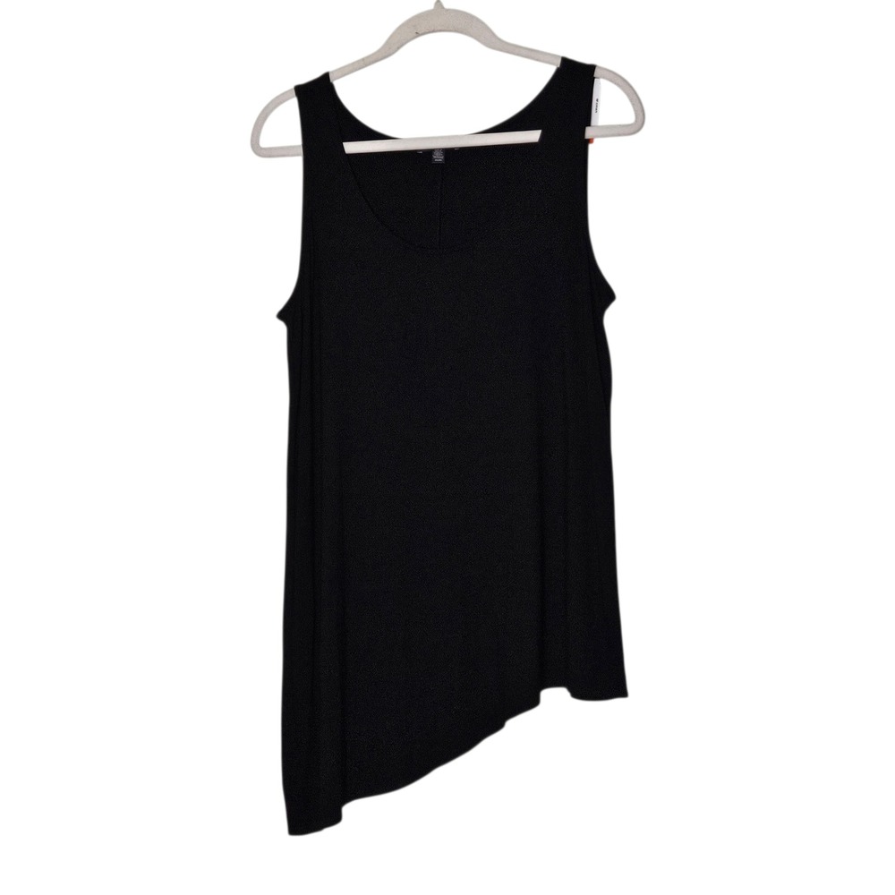 Eileen Fisher Black Asymmetrical Hem Sleeveless Tank Top Women's M Lagenlook